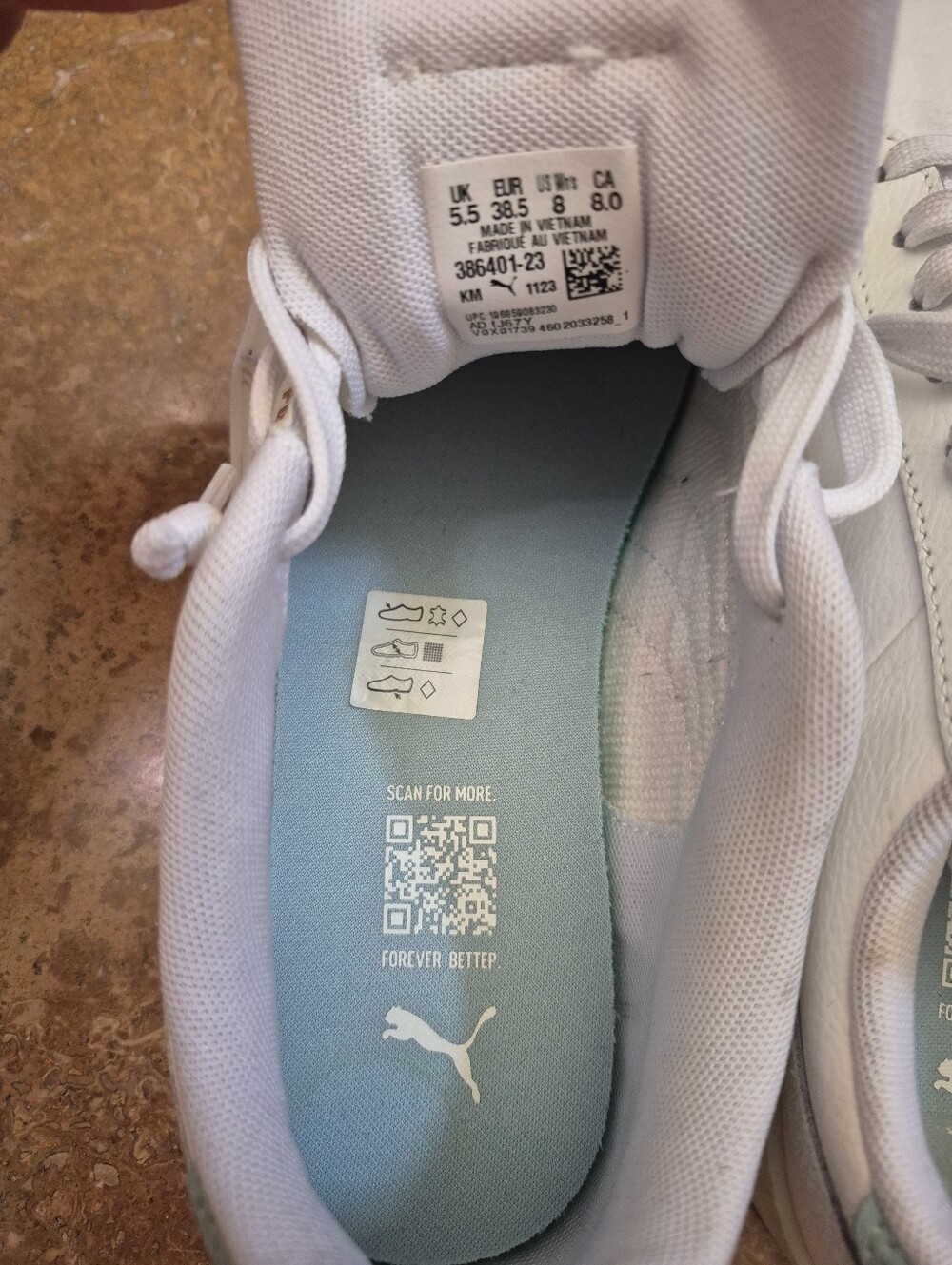 Puma Kids' White Athletic Sneakers with Light Blue Insole